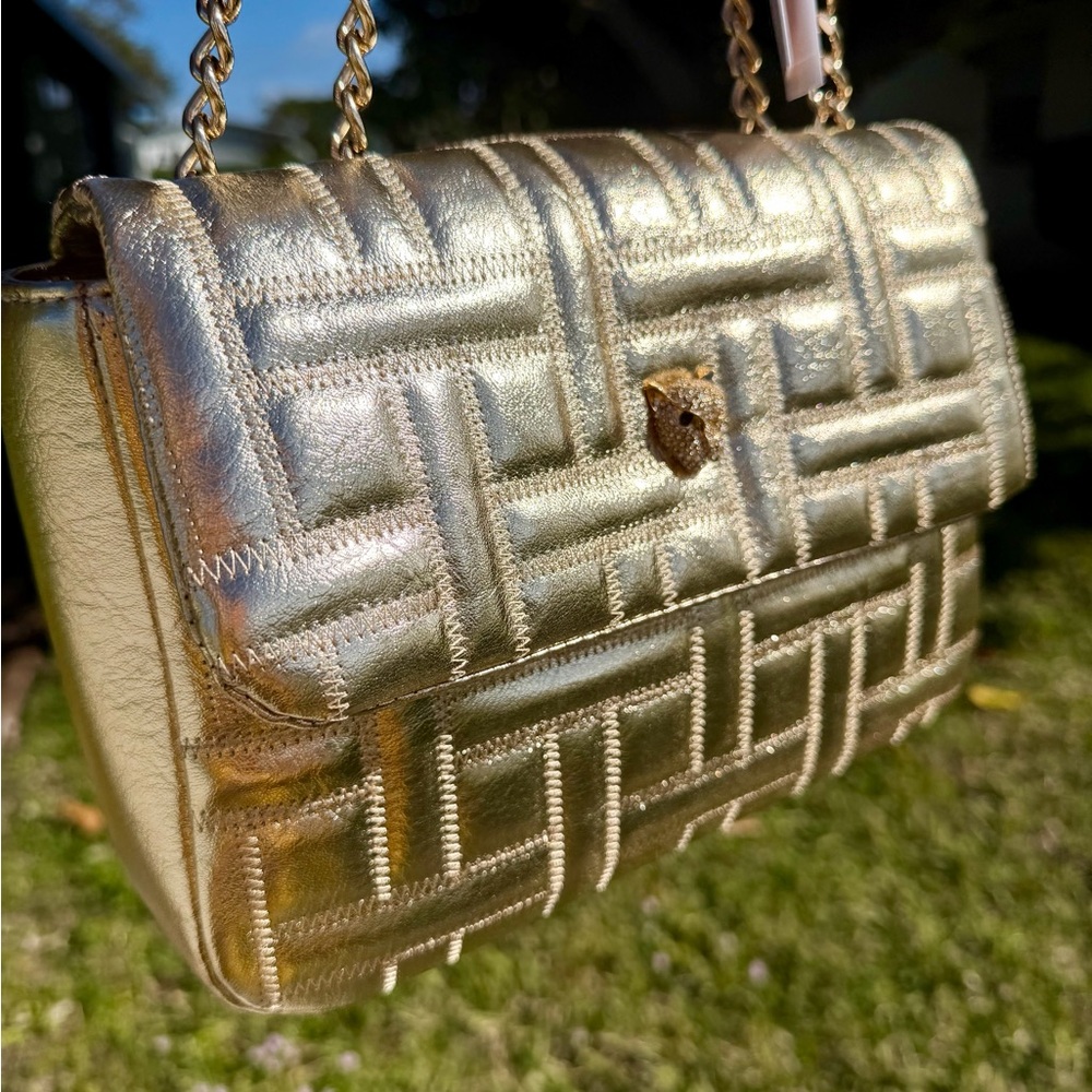 JESSICA SIMPSON Gillian Gold Quilted Shoulder/Crossbody Chain Bag In Gold - Picture 4 of 14